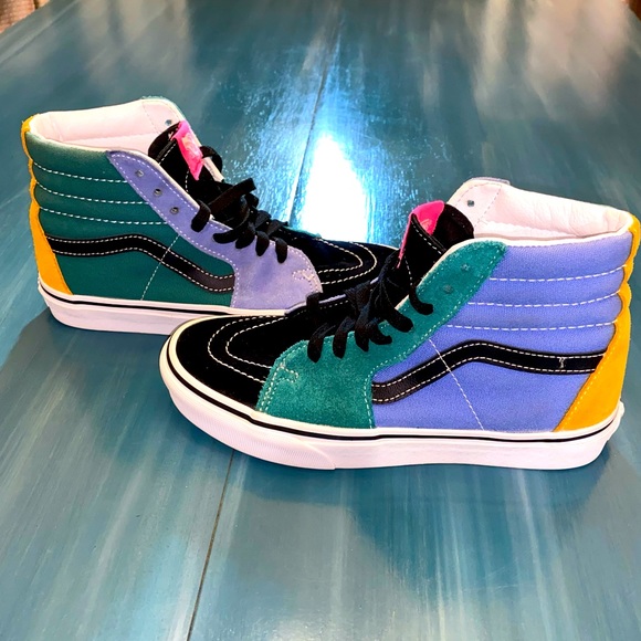Vans Shoes - Vans Shoes Mix & Match SK8-Hi Women's 7 Men's 5.5 Color Block Yellow Teal Blue